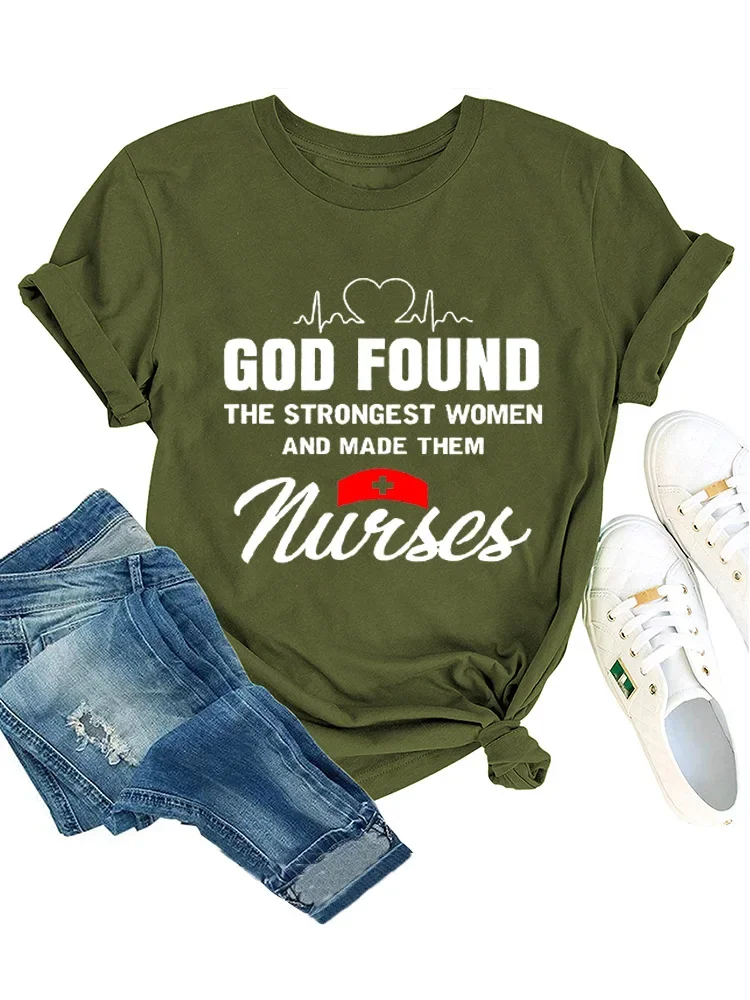 GOD FOUND Nurses Print Women T Shirt Short Sleeve O Neck Loose Women Tshirt Ladies Tee Shirt Tops Camisetas Mujer