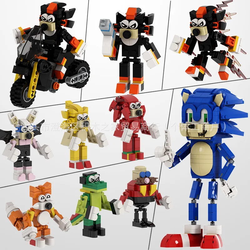 

CLassic Anime Characters Blue Hedgg Sonixs Model Building Blcoks Horror Games Sonice Action Figures Bricks Assembly Toy Gift