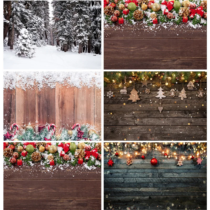 

Christmas Day Presents Flower Wreath Photography Backrops Window Gift Pine Tree Fireplace New Year Theme Photo Background DRG-13