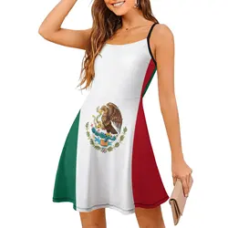 Mexican Flag Unique Sexy Woman's Clothing Women's Sling Dress Humor Graphic  Vacations Strappy Dress