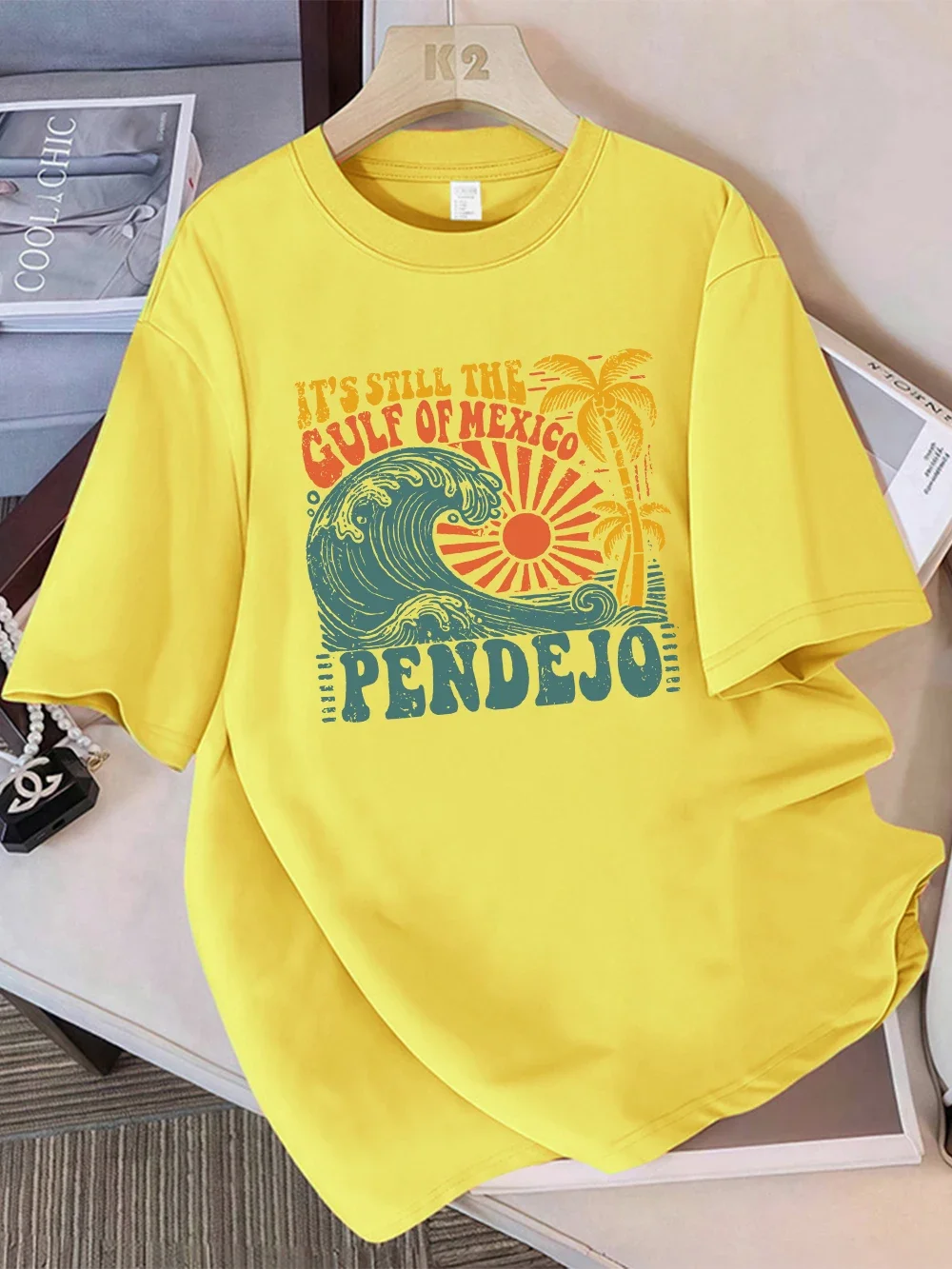 Zomer T-shirts Vrouwen Het Is Nog De Golf Van Mexico Print T-shirt Losse O-hals Zachte Comfortabele Tops Straat Vrouw Kleding Y2K