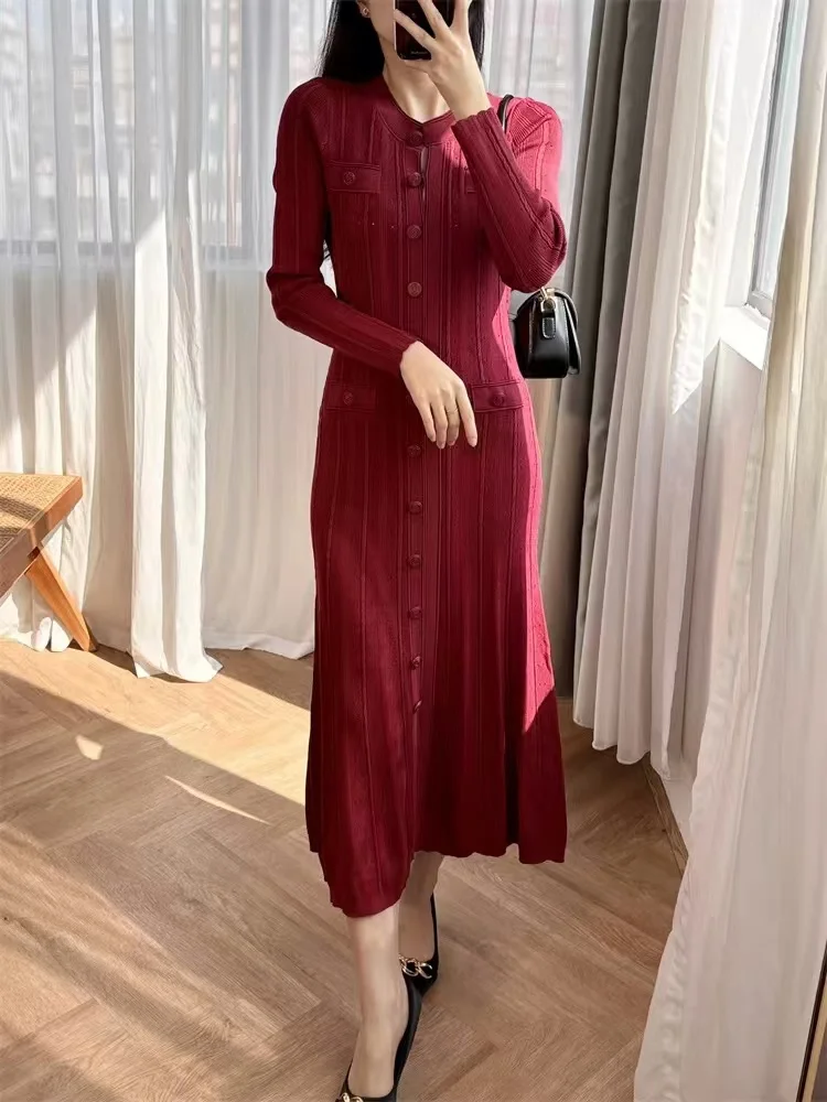 

Traf-Women's Long Skirt, Knitted Hollow Elastic Corset, Elegant Women's Dress, Y2K Clothes, New Fashion, High Quality, 2024