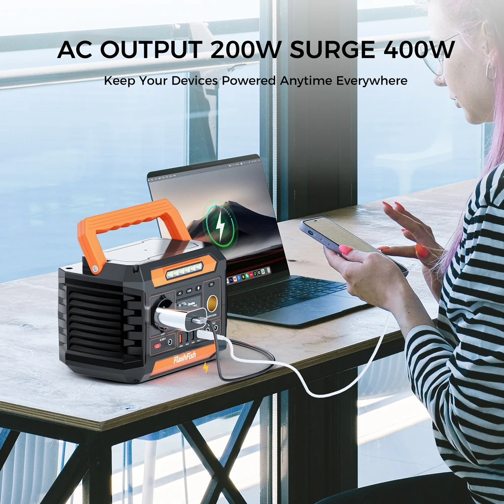 FF Flashfish P66A Tragbare Powerstation 200W mit 100W Solarpanel, 144Wh Solargenerator-Batterie 39000mAh Camping-Mobilstromversorgung – Detail 5