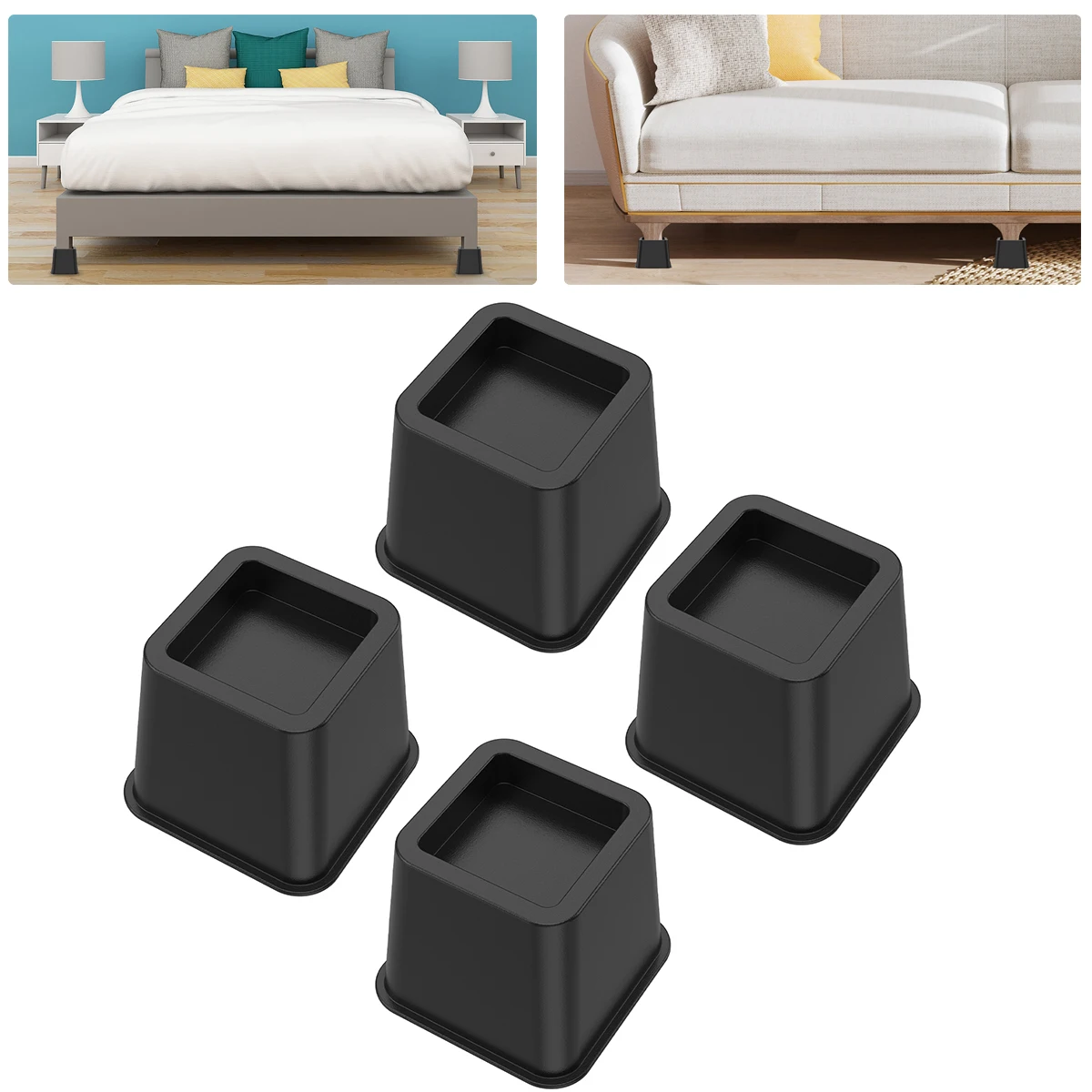 4PCS Furniture Leg Heightening Pad Table Desk Sofa Feet Heightening Pads Bed Raising Blocks Floor Protectors Educing Noise