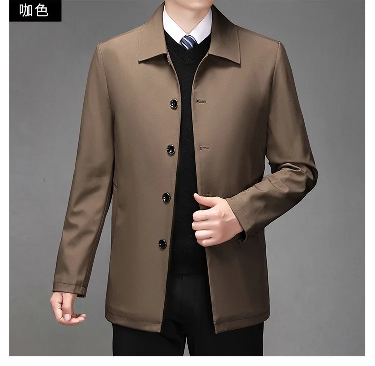 2025, hochwertige Herrenjacke mittleren Alters, lockere, lässige Frühlings- und Herbstkleidung, Mantel für Papa mittleren Alters, einreihige Knopfjacke – Detail 12