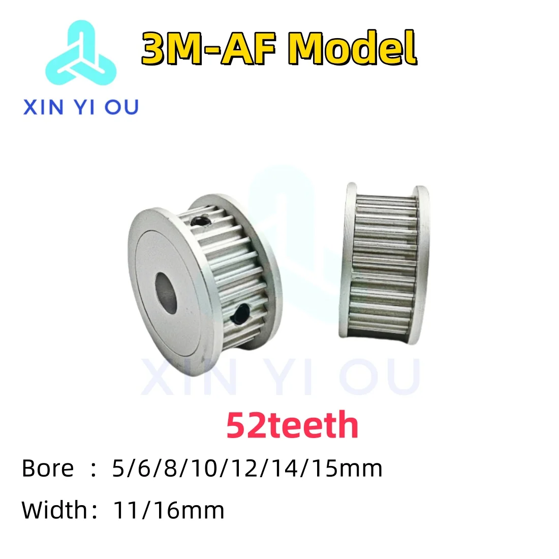 HTD 3M Timing Pulley 52teeth-AF Type Bore  5/6/8/10/12/14/15mm  Belt Width11/16mm3M Synchronous Wheel