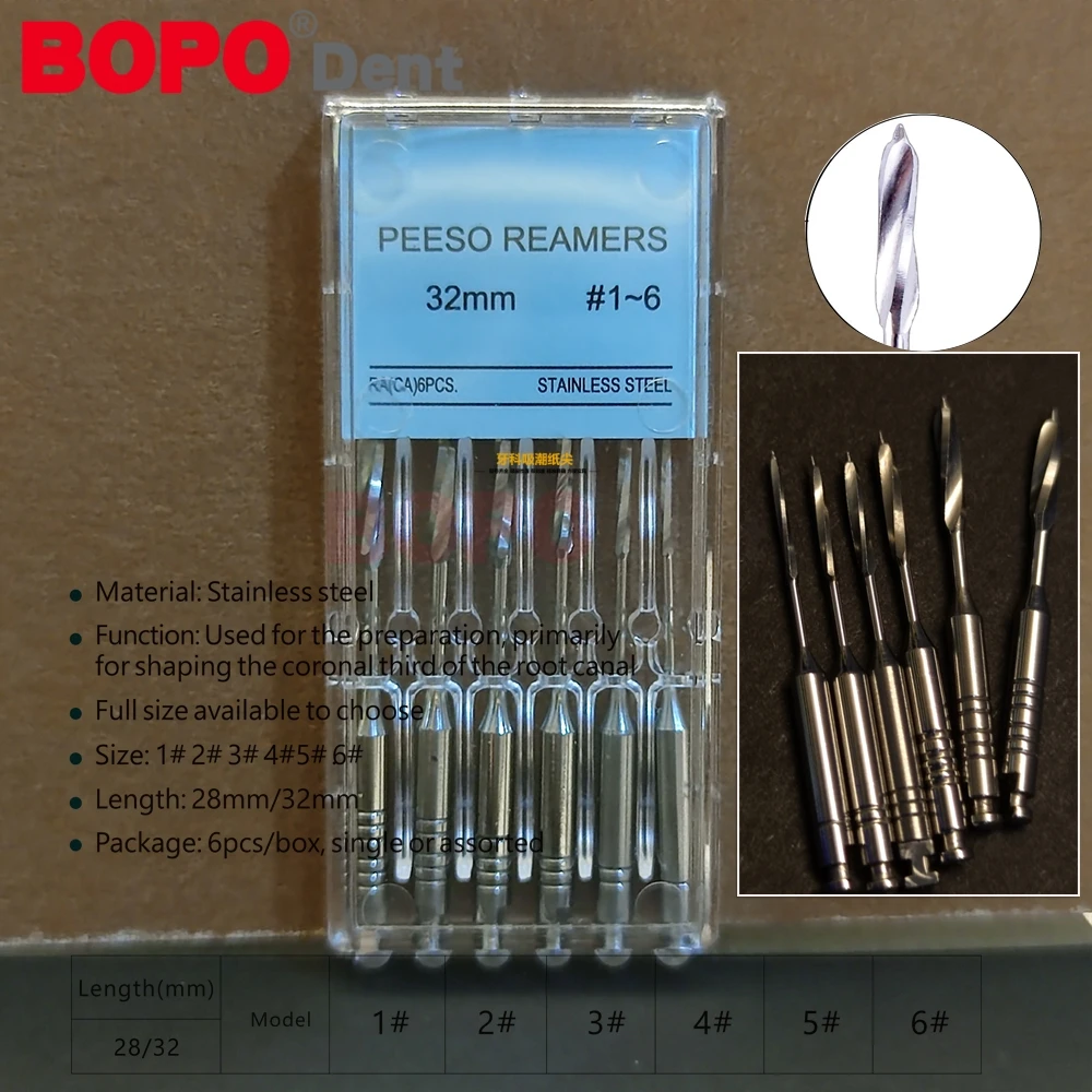 6Pcs/Box Dental Engine Use Endodontic Gates Drill Glidden Rotary 28mm/32mm #1-6 Stainless Steel Endo Files Dentist Tool dentaire