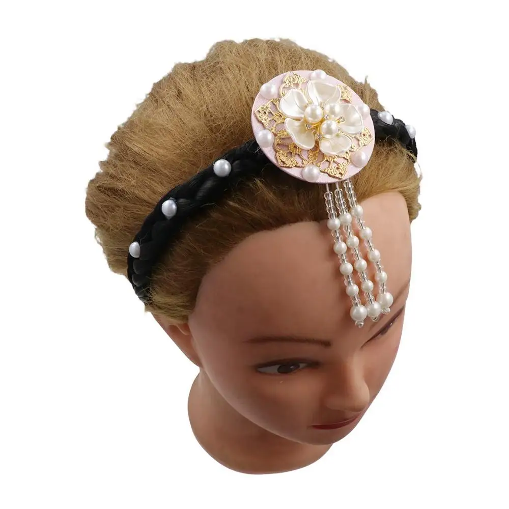 

Classical Flower Korean Headband Tassels Pearl Hanbok Hairband Traditional Headdress Stage Dance Hair Hoop Ladies