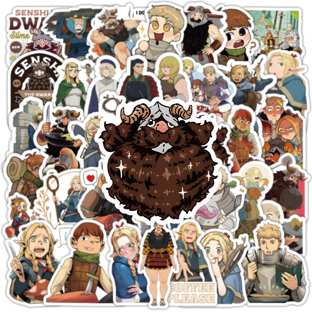 10/30/50pcs Delicious In Dungeon Anime Stickers Marcel Laios Kadru Meshi Decals Skateboard Laptop Car Cartoon Sticker Kids Toys