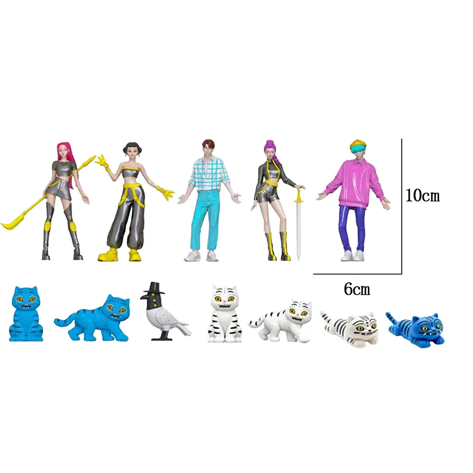Kpop demon hunt caixa cega série figura modelo brinquedo dos desenhos animados periféricos de jogos decoração mesa halloween/natal para o presente do miúdo