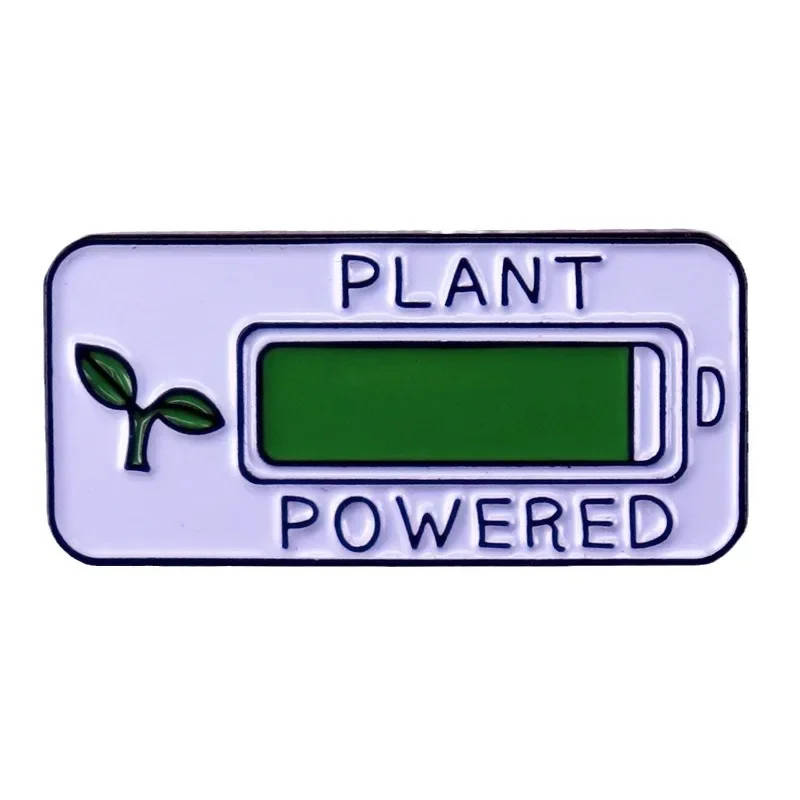 PLANT POWERED Enamel Pin Vegan Badge Lapel pins Brooches Women Men Jewelry Accessories For Gifts