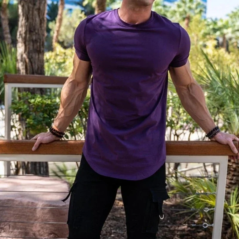 Muscle Fitness T-shirt Summer Men's T-shirts Workout short sleeve Tees Running cotton t-shirts Men Gym Sport Training Tops image 5
