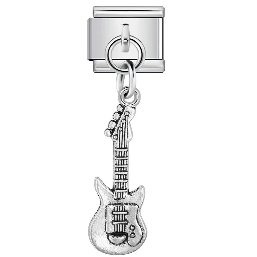 2026 Fashion Antique Silver Musical Instrument Italian Charm Links Fit 9MM Stainless Steel Bracelet Jewelry DIY Making Gifts