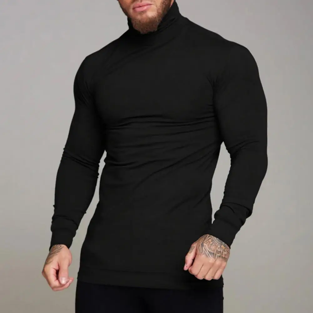 

Spring 2024 Turtleneck Sweater Men Warm Knitted Solid Color Pullovers Men's Slim Fit Casual Knitwear Man Sweaters Bottoming Top