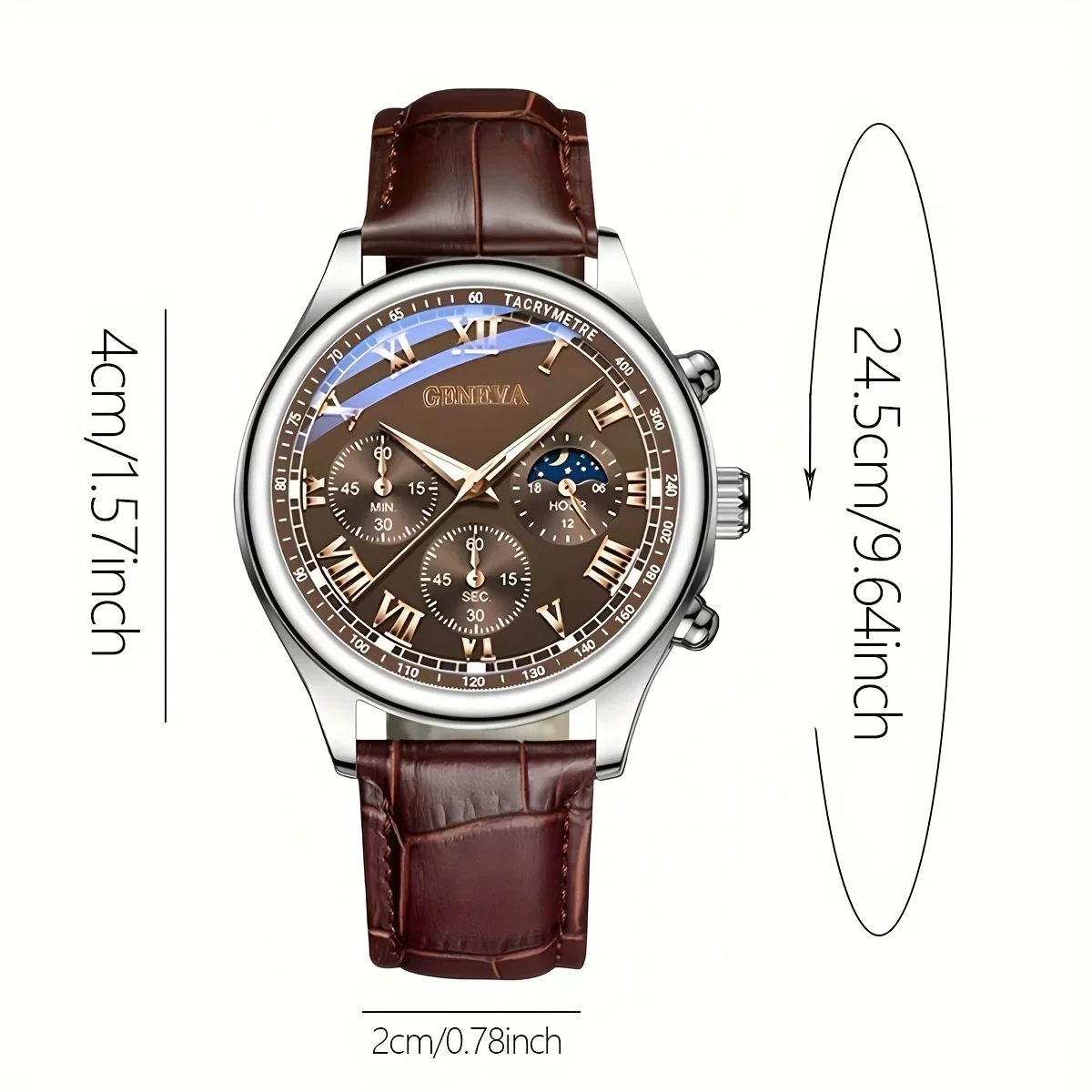 3pcs Fashion Business Three-Eye Roman Dial Bamboo Belt Quartz Watch