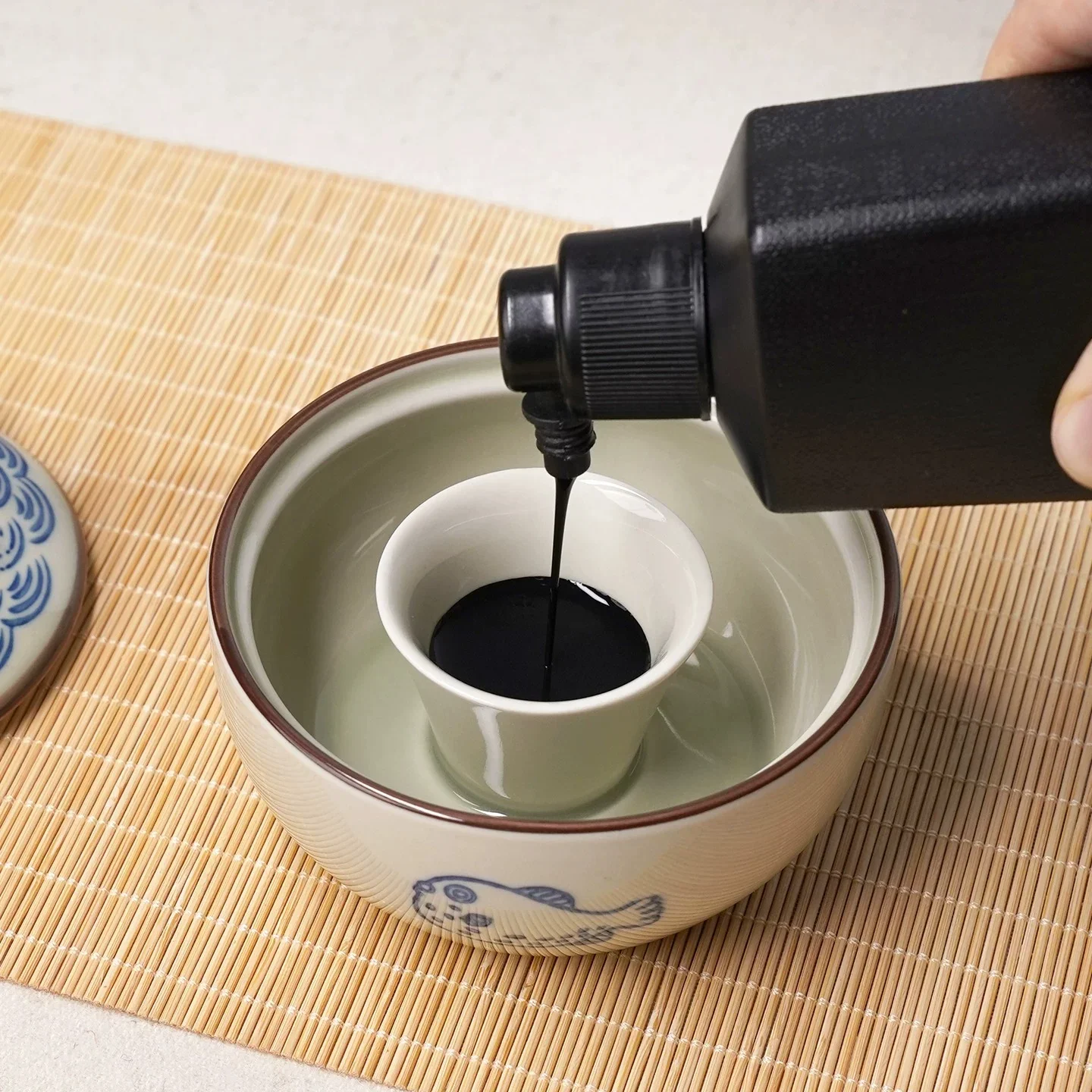 Hot Pot Ink Stone Ceramic Covered Ink Dish Moisture Retaining Ink Tray For Chinese Calligraphy Brush Art Decor Craft Gift