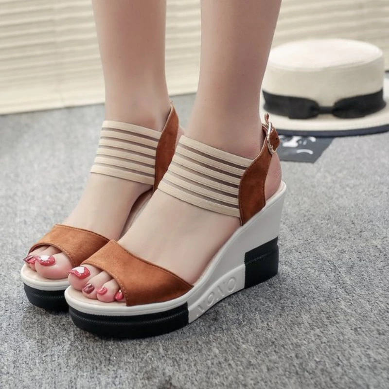 2023 New Fashion Wedge Women\'s Shoes Casual High Heels Fishbill Sandals Deluxe Sandals