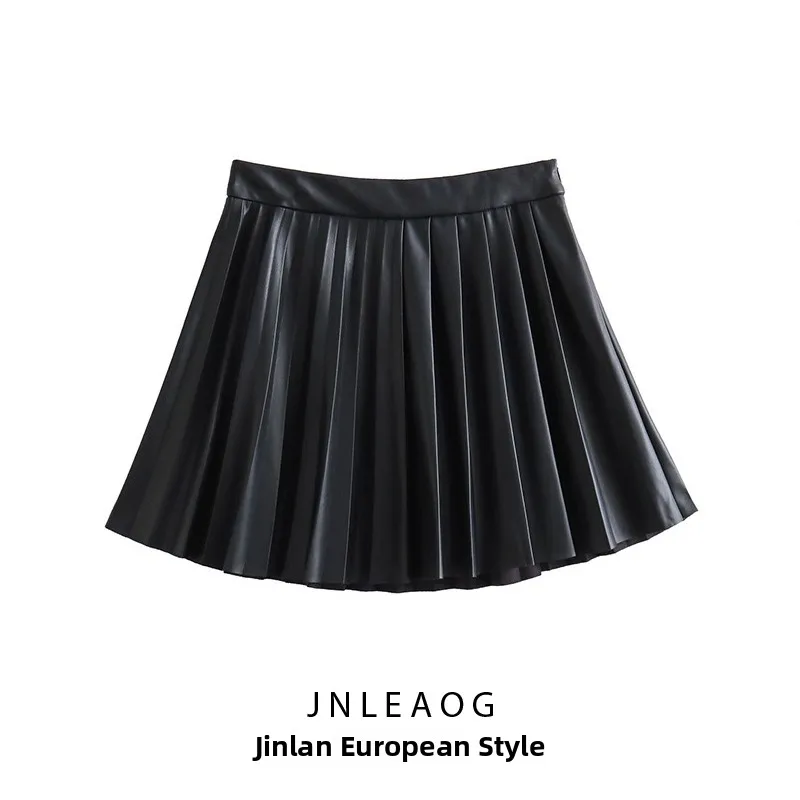 

Моющаяся юбка JNLEAOG, новинка весны, женская юбка из искусственной кожи с дизайном Sle, полиэфирное волокно, теплая, обычная све