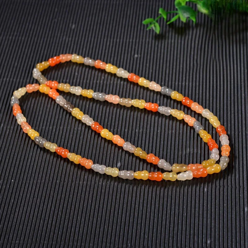 

Ice Through Gold Silk Bracelet Multicolor Gourd Sweater Chain Men's and Women's Buddha Bead Necklace