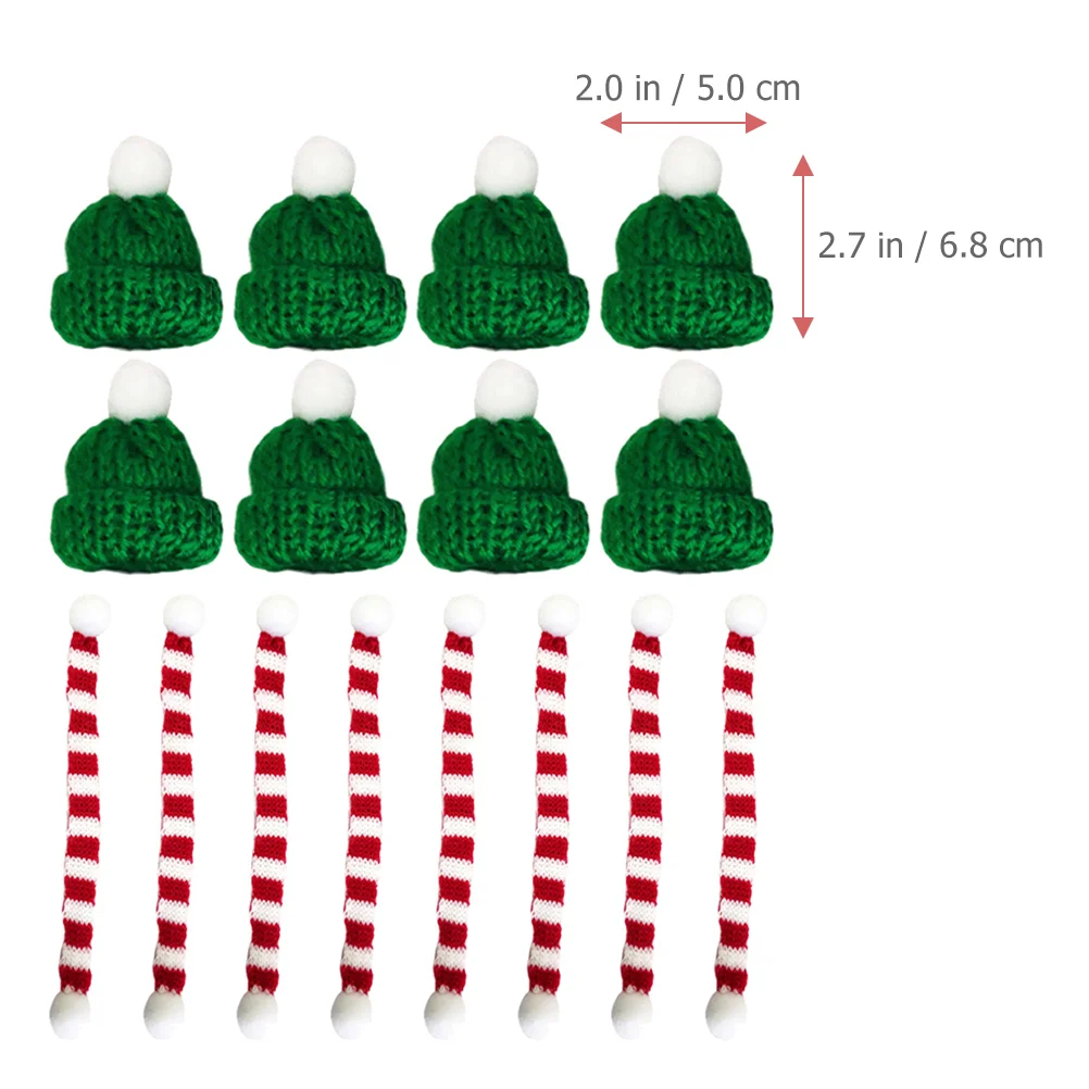20 Pcs Mini Hat Scarf Hats and Scarves Christmas DIY Craft Supplies Small Crafts Santa Knitting Wool