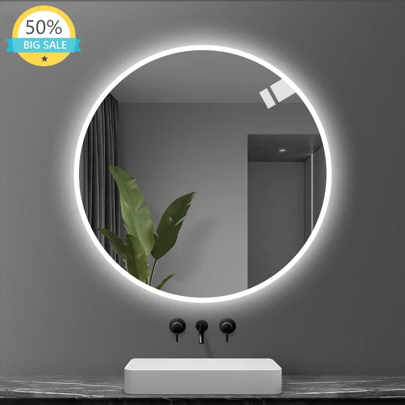 

Bathroom Wall Mirror Hanging Led Light Round Smart Vanity Mirrors Fashion Modern Girls Dekoracyjne Lustra Room Decoration
