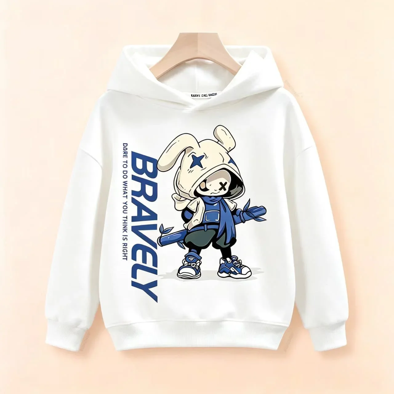 Children's Hooded Sweatshirt Autumn Winter Trend Soft Pullover Shirt with Eye-catching Cartoon Prints for Kids' Everyday Wear