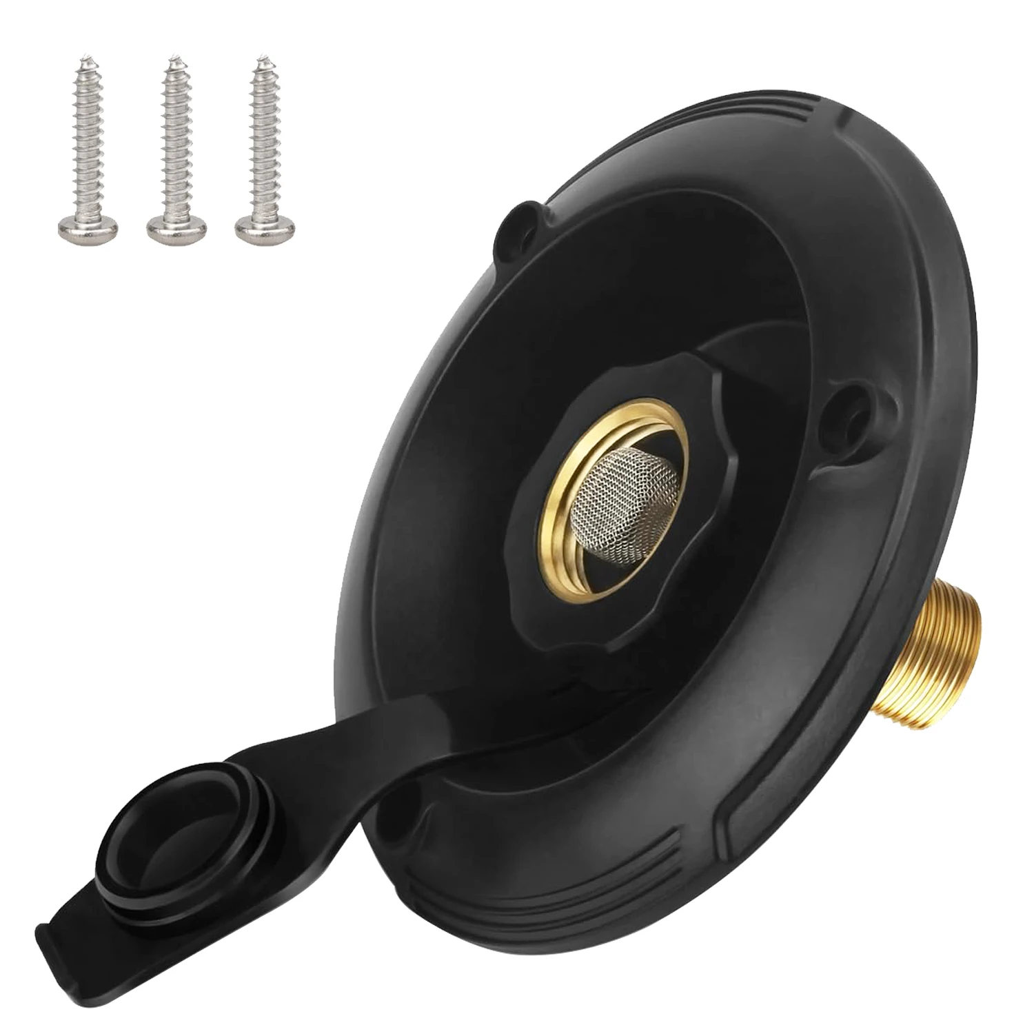 RV City Water Inlet Connection with Brass Threaded Check Valve and Dustproof Cover Leak-Proof Fill Inlet Hose Adapter for Camper