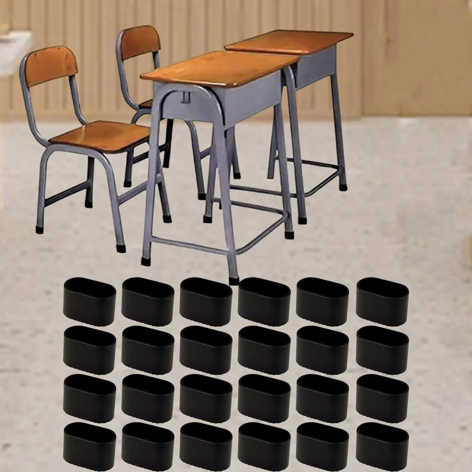 

24Pcs Chair Leg Floor Protectors Furniture Pad Oval Shock Absorbing Full Wrapped Anti Slip Furniture Leg Cap Rubber Covers