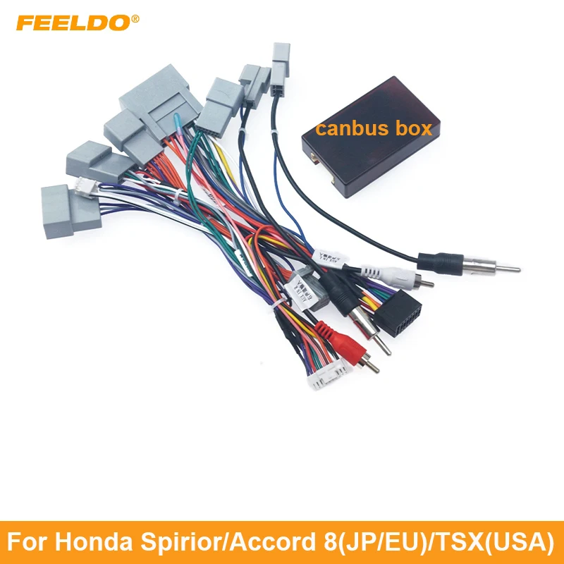 FEELDO Car 16pin Audio Wiring Harness Adapter For Honda Spirior/Accord 8(JP/EU)/TSX(USA) Aftermarket Stereo Installation