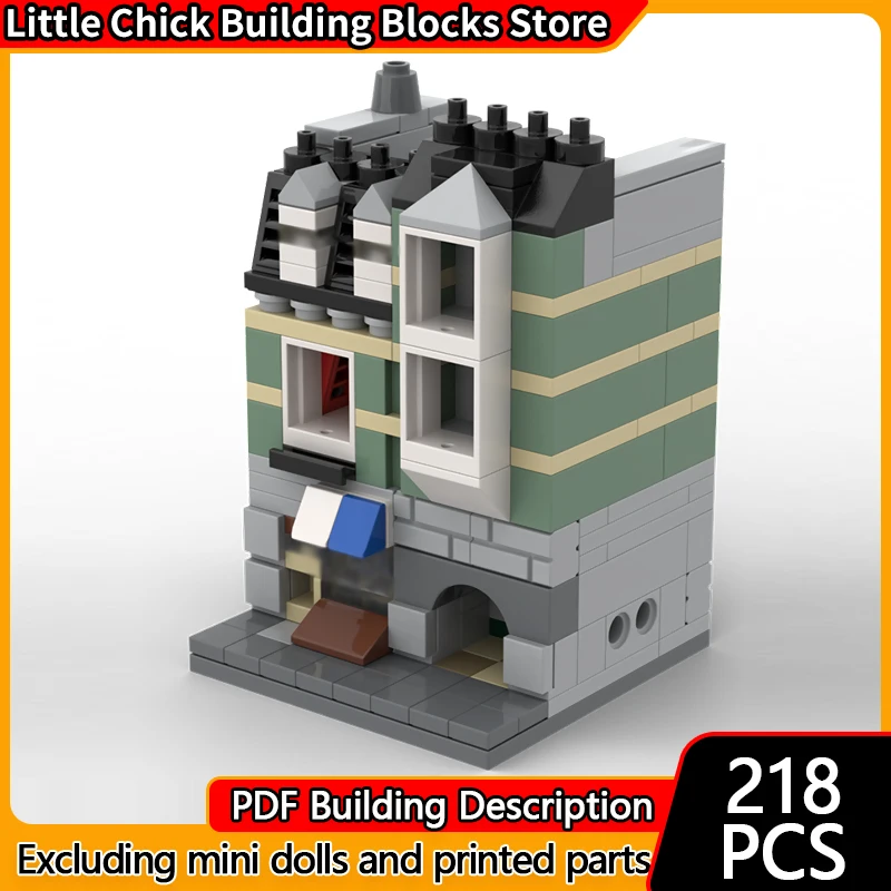 

Модель City Street View MOC, строительные кирпичи, мини-зеленый продуктовый модульный технологический детский праздничный подарок, сборка игрушек, костюм