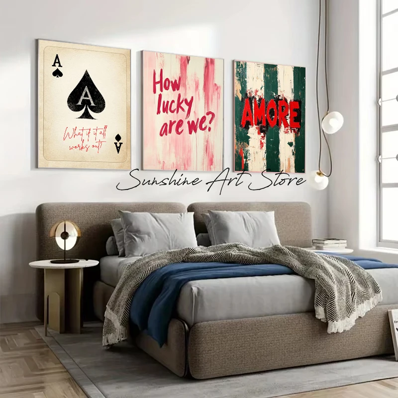 1pc frameless Funky Trendy Art Disco Ball Amore Girls Fashion Poker Cards Abstract Poster Canvas Painting Wall Pictures Home Roo - view 2