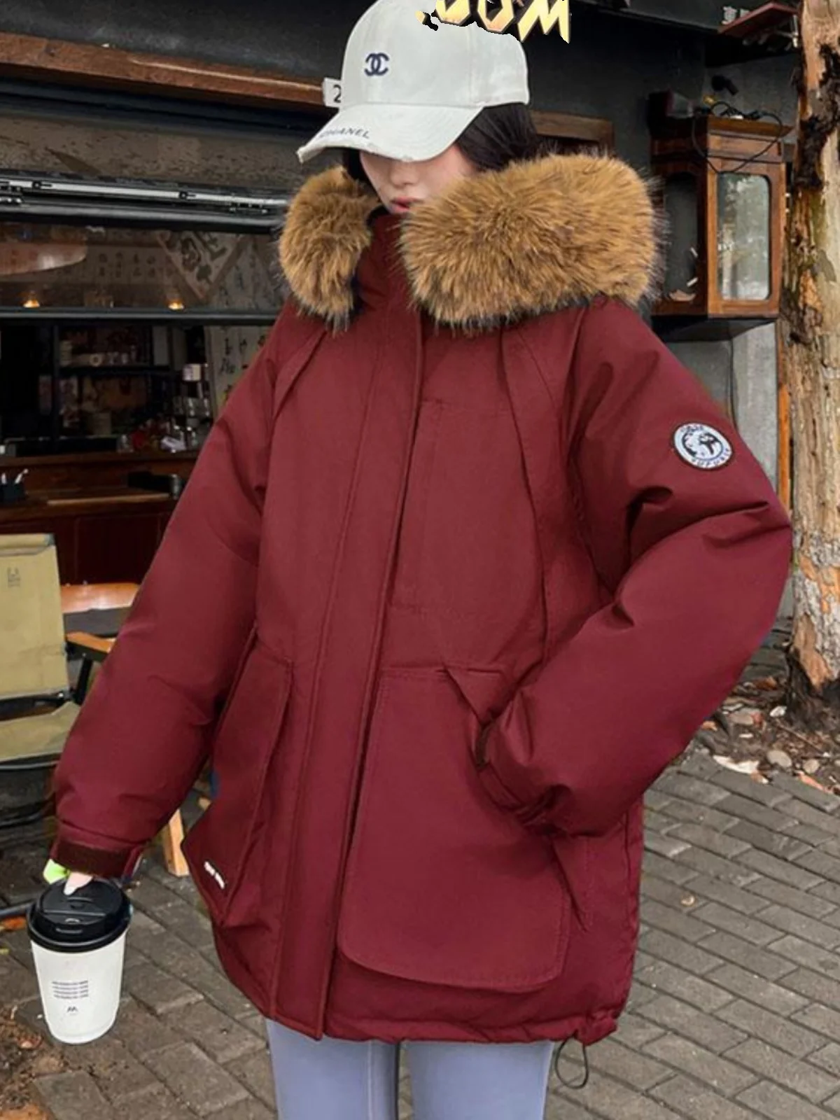 

Парка оверсайз женская осенняя, уличная, стильная, с капюшоном, водонепроницаемая, антистатическая, с сетчатым принтом, для среднего возраста, легкая, привлекательная, с бахромой