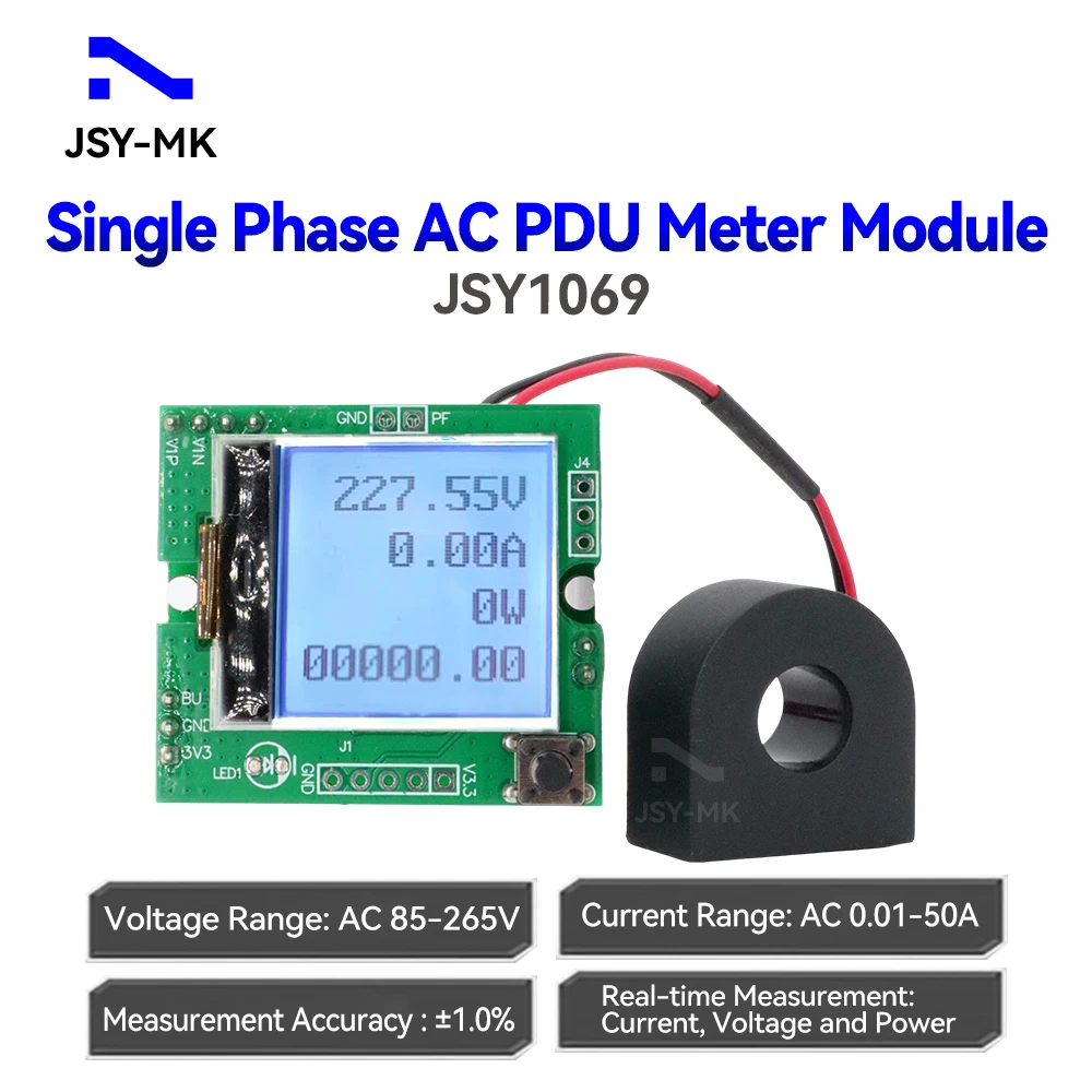 JSY1069 Single Phase AC PDU Meter Header Module with LCD Display Current Voltage Power Acquisition Module