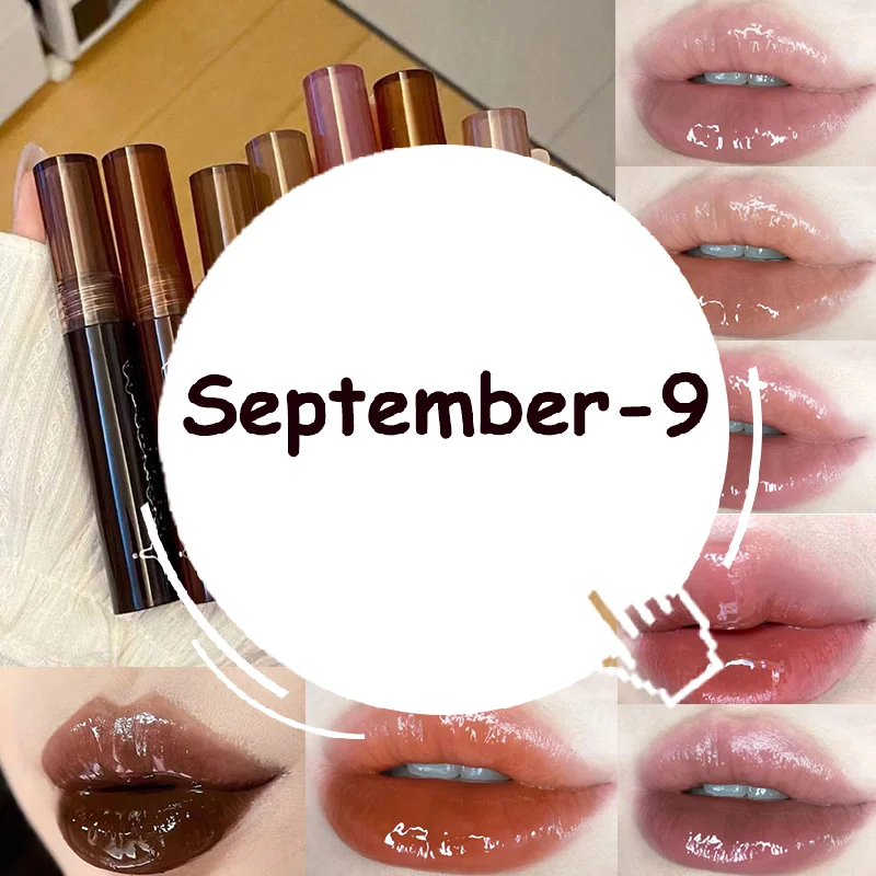 Cappuvini Punk Dark Brown Mirror Water Lip Gloss Red Lip Glaze Transparent Glass Lip Oil Waterproof Liquid Lipstick Tint Makeup