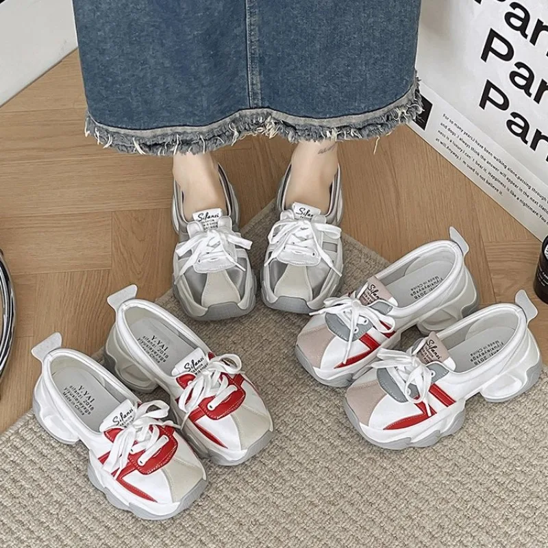 Women\'s Sneakers Platform Woman Sports Sneakers 2024 Brand Leather Female Vulcanized Shoes Sneakers Casual Ladies jogging shoes