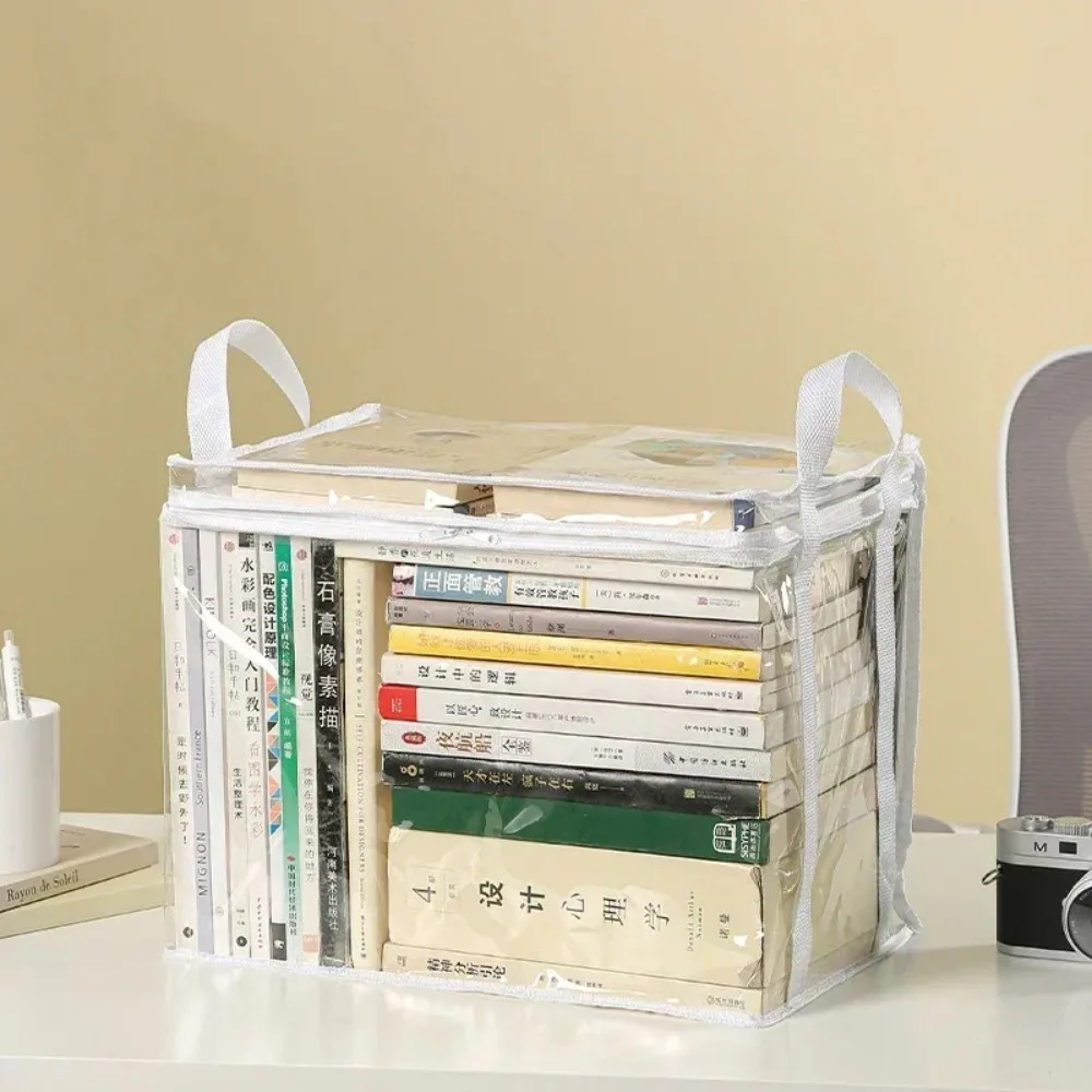 صندوق كتب قابل للطي لسكن الطلاب في الفصول الدراسية، منظم كتب شفاف مقاوم للماء، صندوق تخزين تنظيم الكتب المنزلية #2