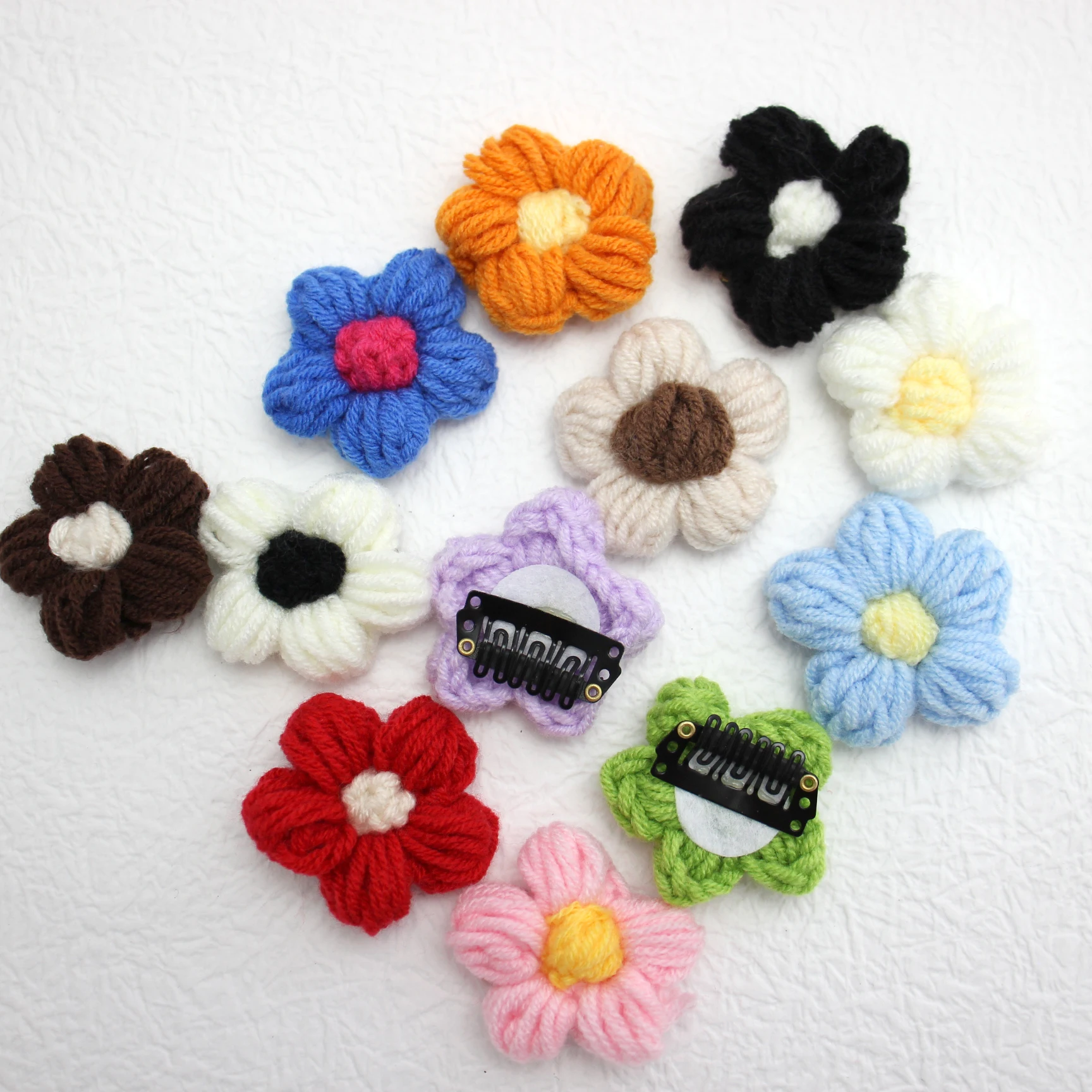 3D Flower Clip Knitted Small Hairpin Baby Girls Fine Wispy Hair Mini Latch Wisp Clip Safety Kids Headdress BB Barrettes 6pcs/lot