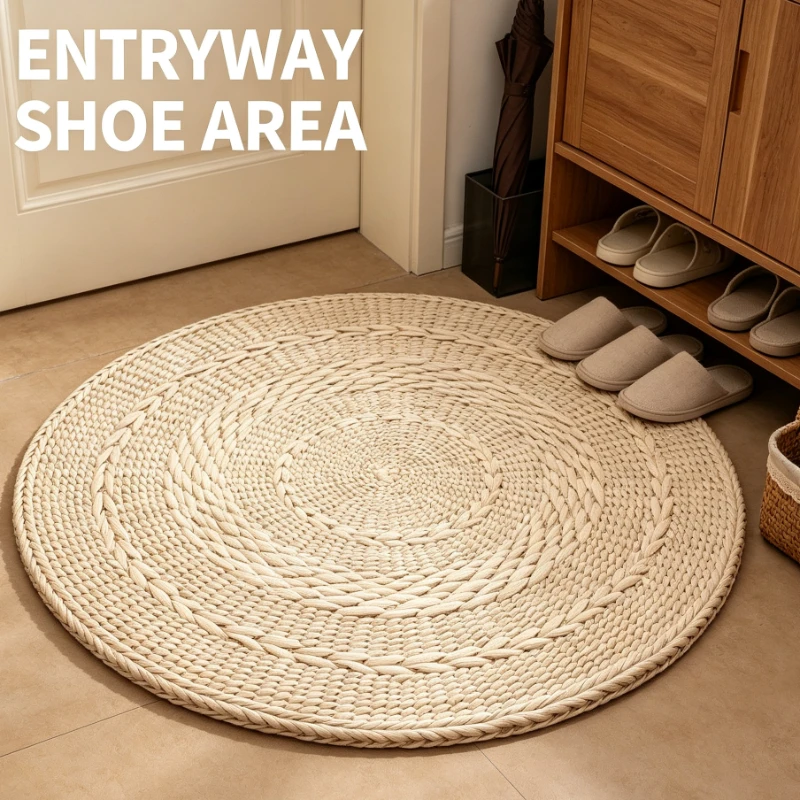 Round Woven Straw Cushion For Tatami Floor Meditation Yoga Tea Ceremony Home Decor Natural Handmade Home leisure carpet