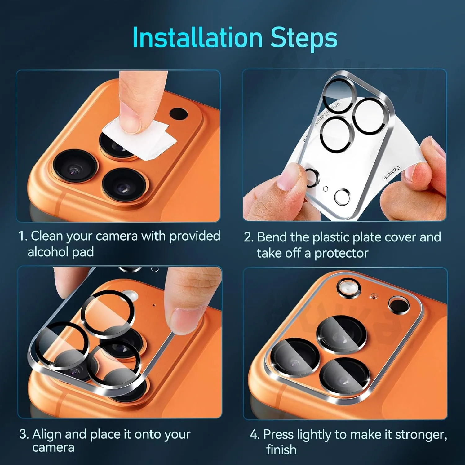 ฟิล์มกันรอยเลนส์กล้องสำหรับ iPhone 17 Pro Max 17 Pro 17 Air แพ็ค 3 ชิ้น ป้องกันการตกกระแทก  แบบใส 9H  กระจกนิรภัย