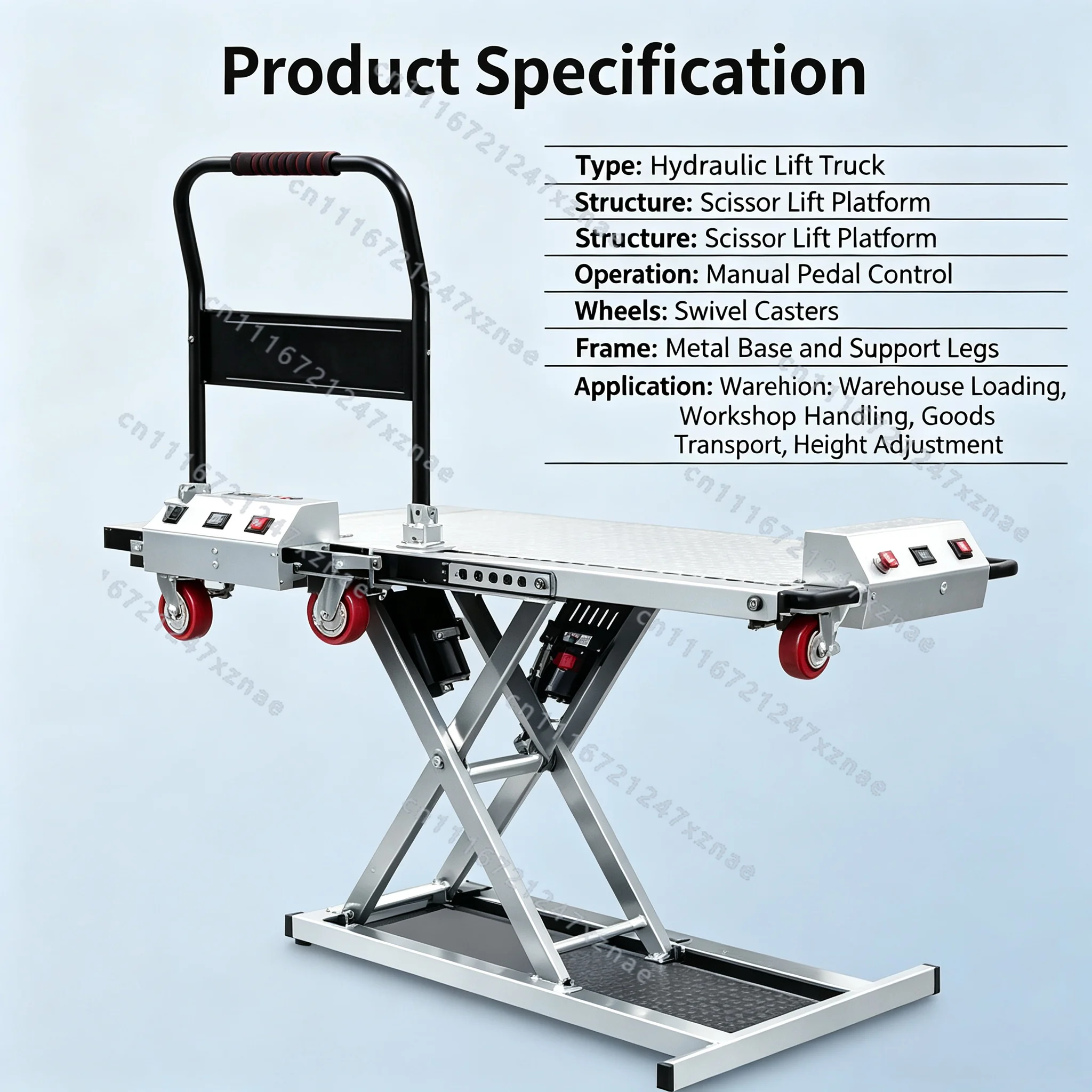 Heavy Duty Flatbed Cargo Cart，For Warehouse Truck Loading Unloading Work,Hydraulic Scissor Electric Lifting Platform Trolley