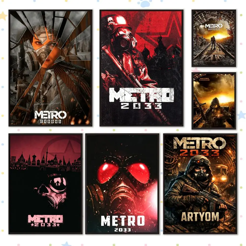 Game Fantasy Adventure Metro Exodus Poster PP Self Adhesive Wall Decor Aesthetic Bedroom Gaming Room Home Holiday Gift
