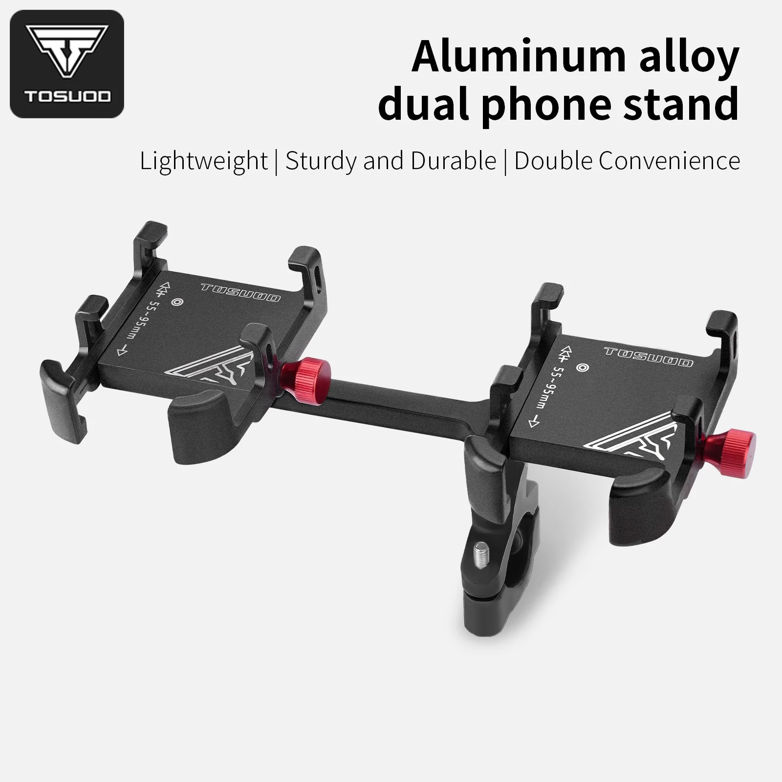 

Двойной держатель для телефона TOSUOD из алюминиевого сплава для мотоциклов, электровелосипедов и велосипедов, 360° ° Амортизирующий держатель для телефона