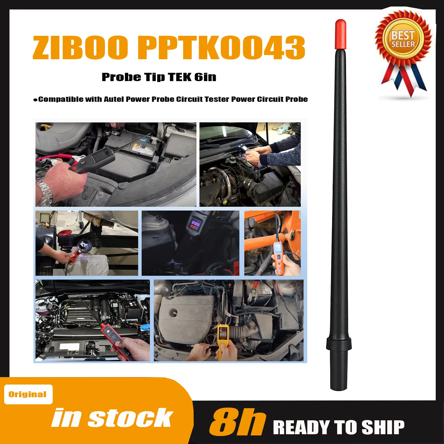 ZIBOO PPTK0043 Probe Tip TEK 6in , Compatible with Autel Power Probe Circuit Tester Power Circuit Probe