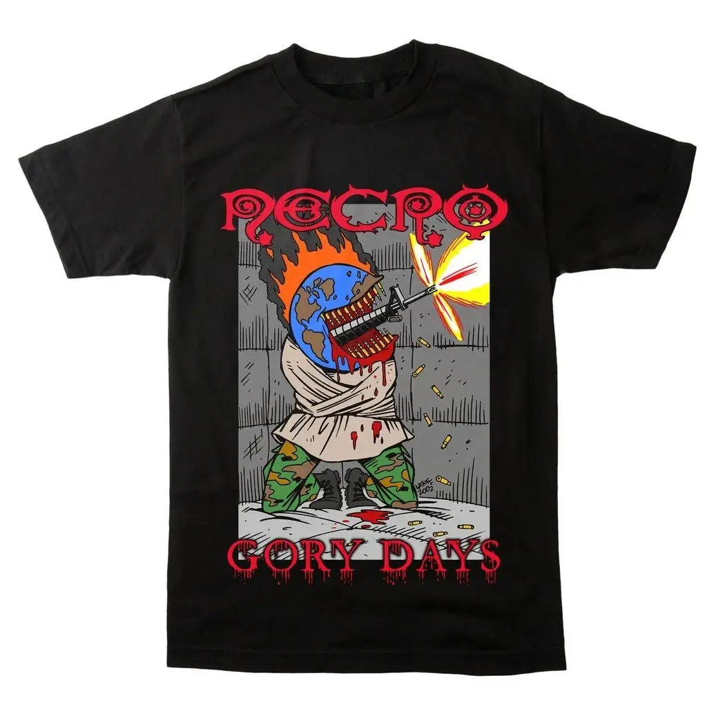 gothic Rock Tops Necro I Need Drugs Psychedelic Monster Print Cotton T-Shirt US Death Rap Artist Casual Loose Streetwear Unisex