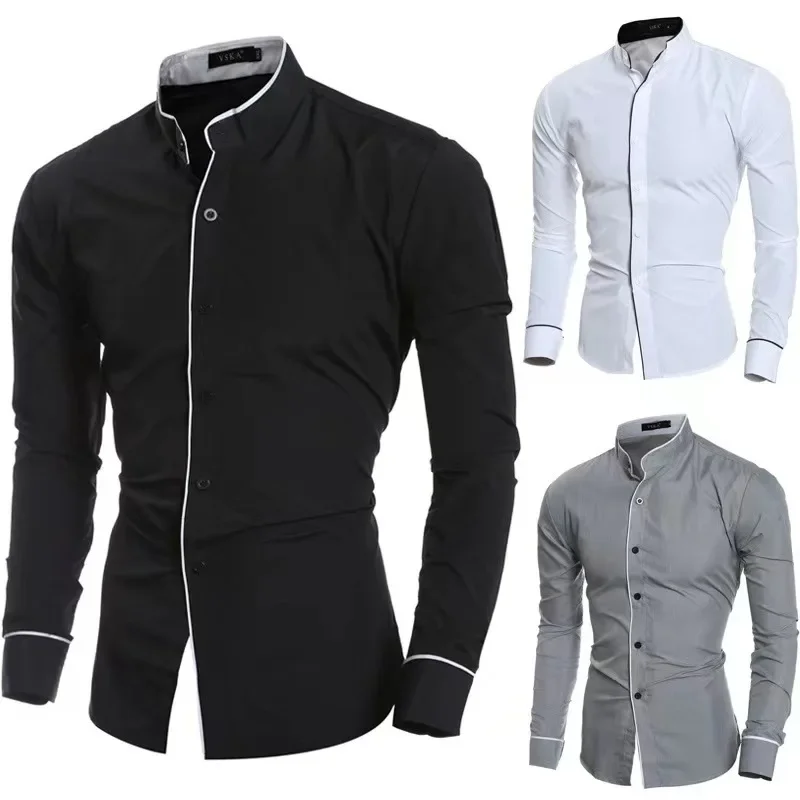 

2023 Spring New Men's Outdoor Solid Color Simple Casual Korean Fit Shirt Underlay