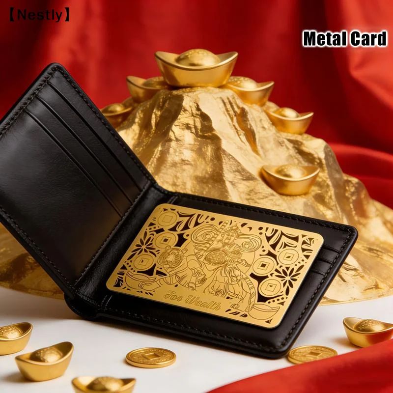 Golden Colour God Of Wealth Metal Card The Leadership Amulets Increase Your Wealth Luck Gold Talisman Craft Gifts〔Nest〕