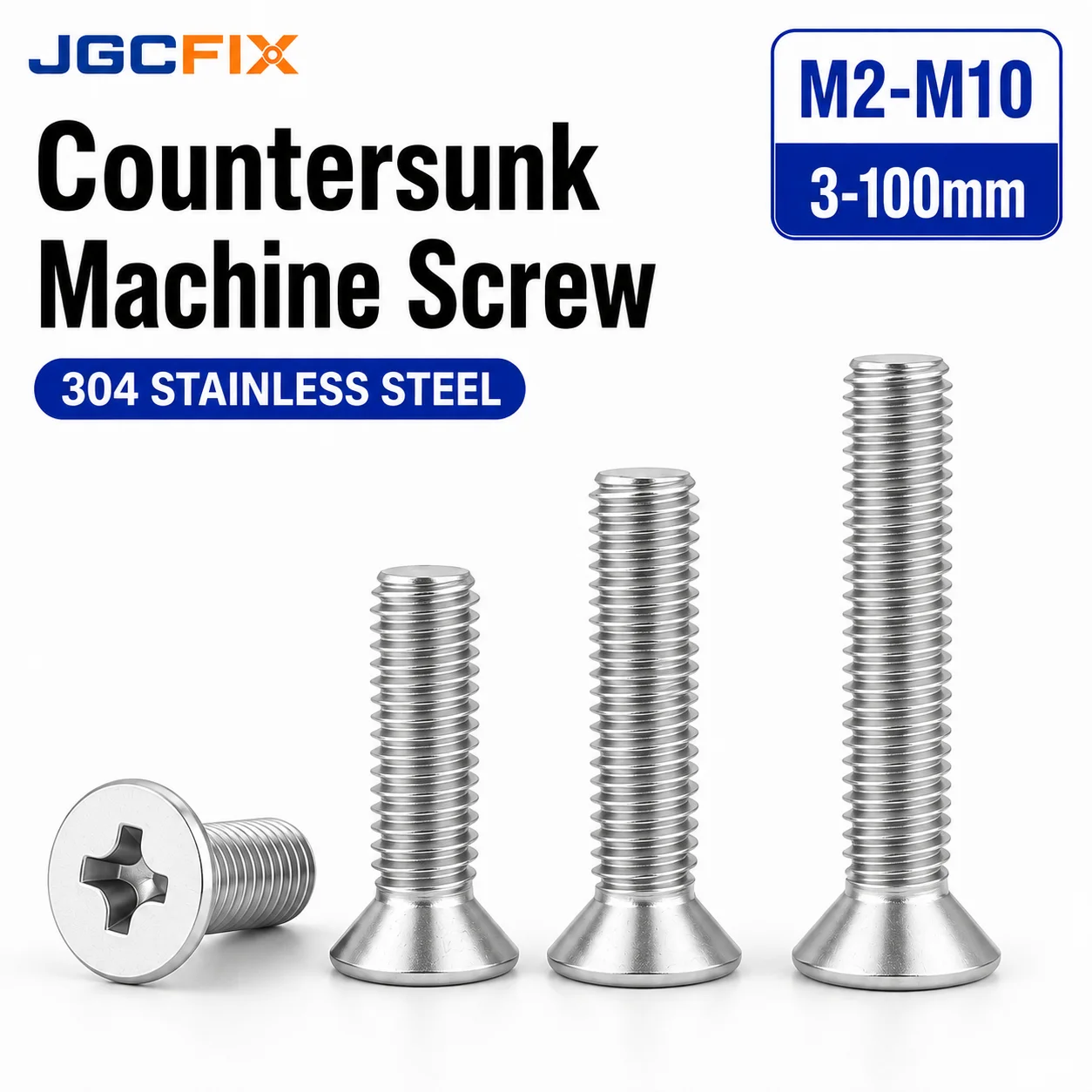 2-30Pcs 304 A2 Stainless Steel Phillips Flat Countersunk Head Machine Screws Bolts M2 M2.5 M3 M3.5 M4 M5 M6 M8 M10 GB819 3-100mm