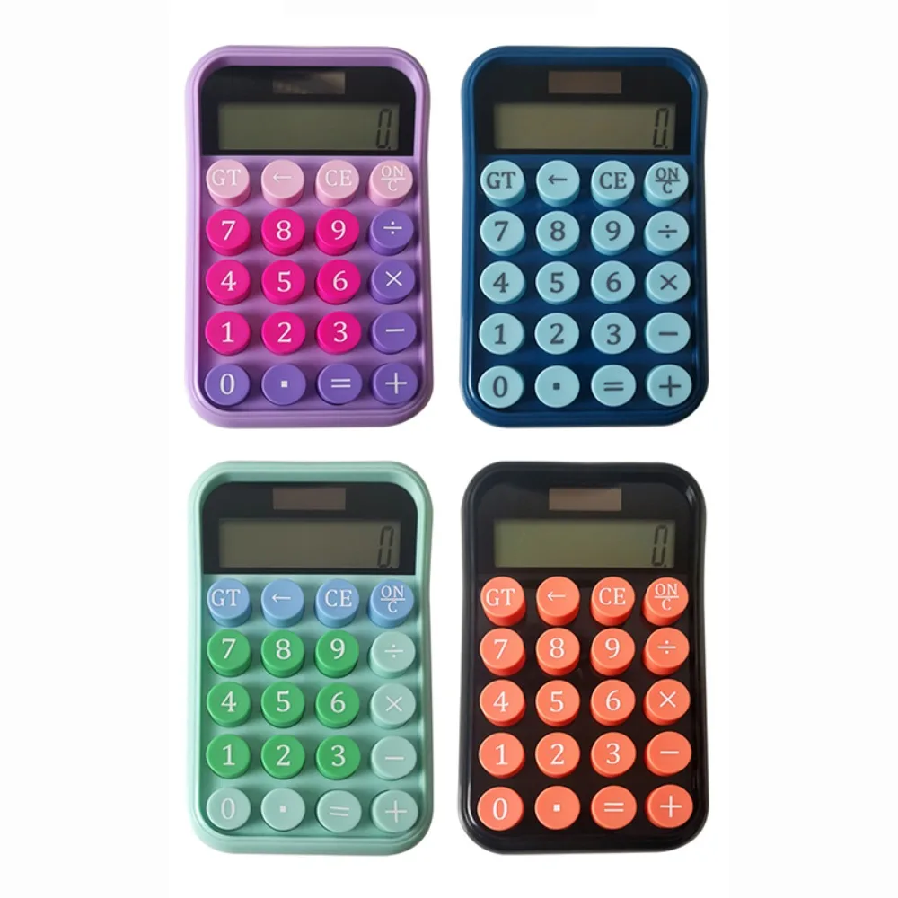 Calcolatrice silenziosa color caramello a 10 cifre Doppio alimentatore Calcolatrice tastiera meccanica con display grande Kawaii portatile