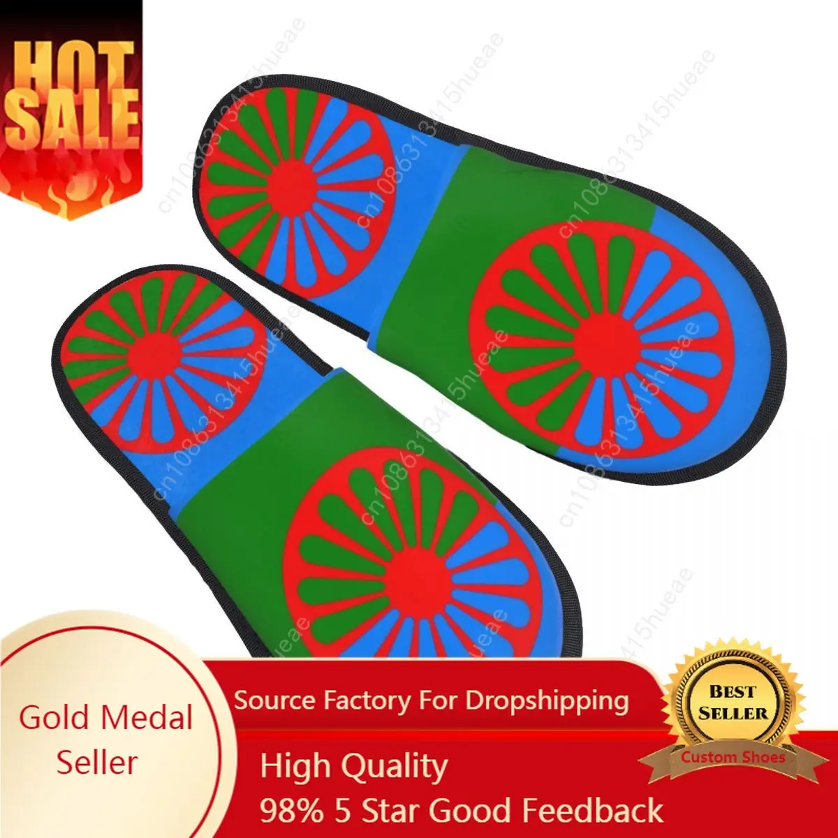 

Custom Romany Guest Slippers for Spa Women Custom Print Gypsy Flag House Slipper