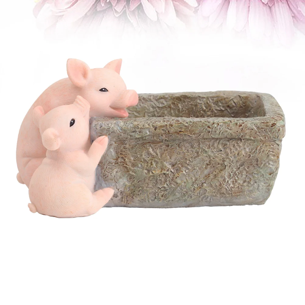 

1Pcs Resin Mini Cute Pig Flowerpot Succulent Plant Pot Container Planter Breathable Hole Home Resin Flower Pot